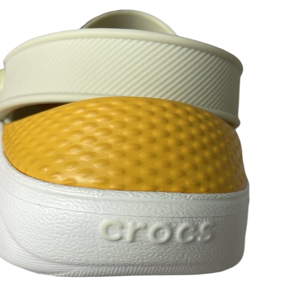 CROCS Women's Sage Green and Yellow Slip-On Clogs - Picture 7 of 11